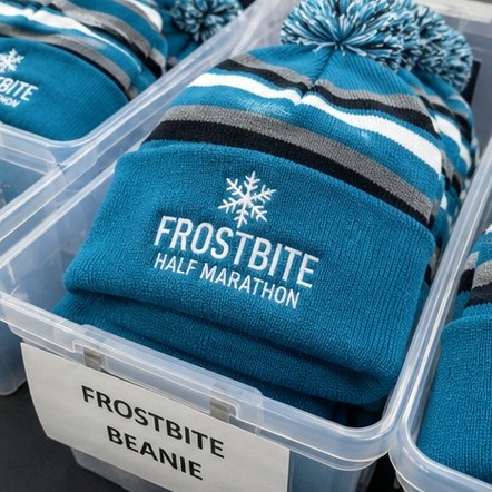 Customized beanies for winter races and events